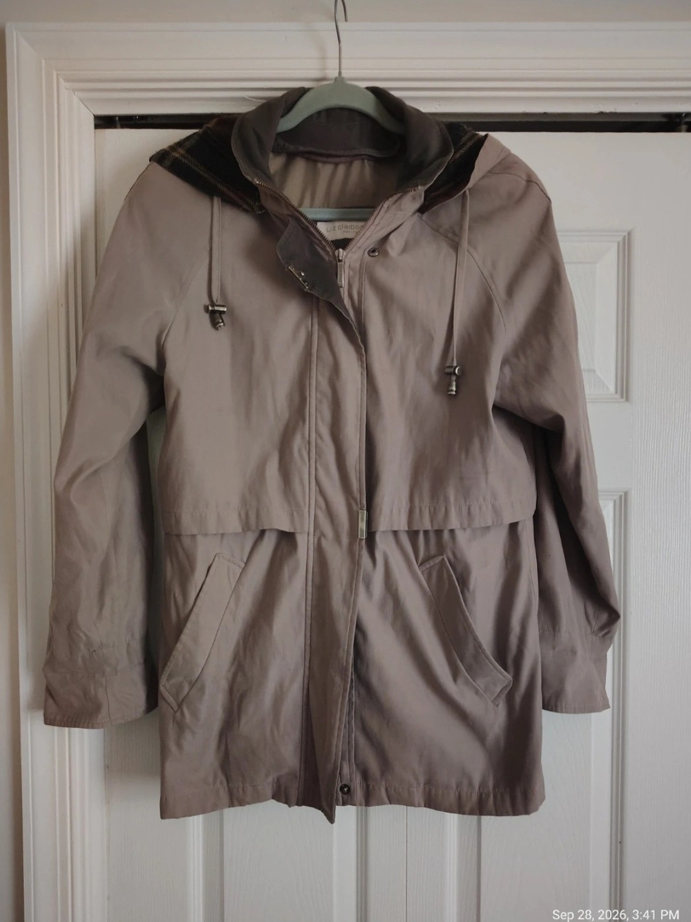 Vintage Liz Claiborne Petite Hooded Utility Anorak Rain Jacket